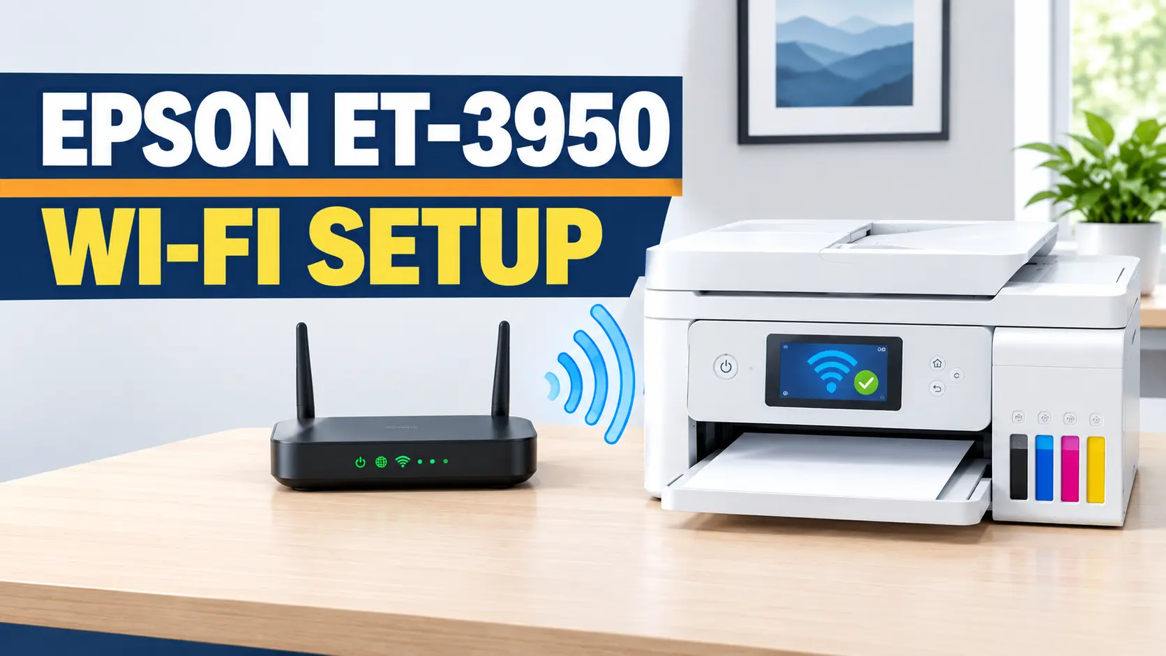 Epson ET-3950 printer screen showing the Wi-Fi