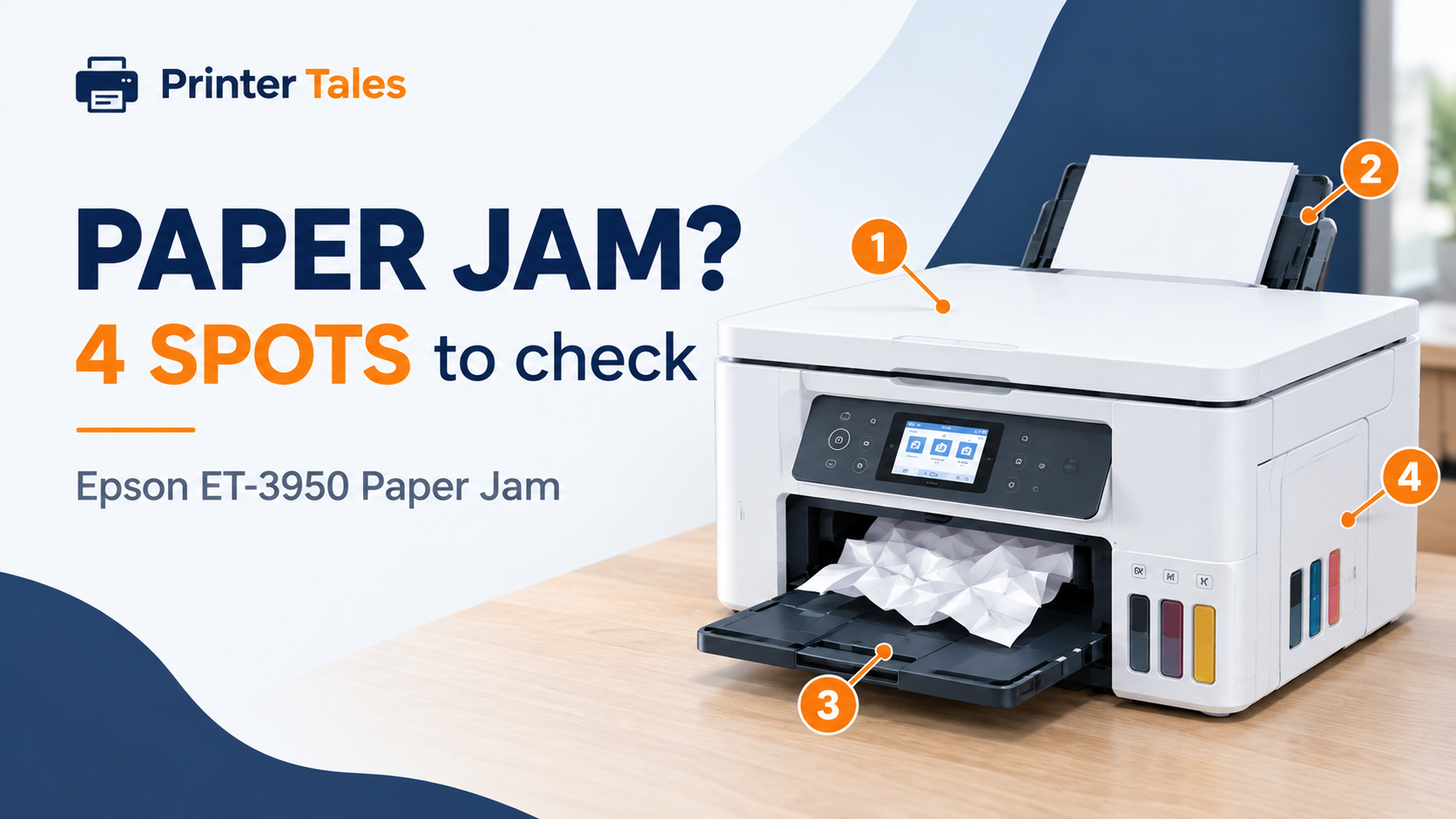 Clearing a paper jam from inside an Epson ET-3950 printer