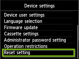 	how to reset Canon Pixma printer