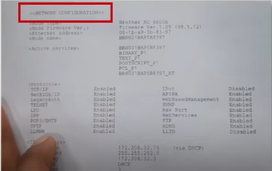 print the Network Configuration Page