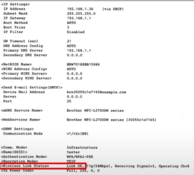 print the Network Configuration Page