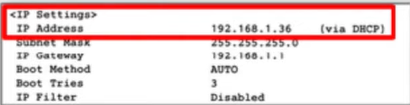 IP address for the wireless connection