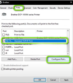 Click on the Configure Port button