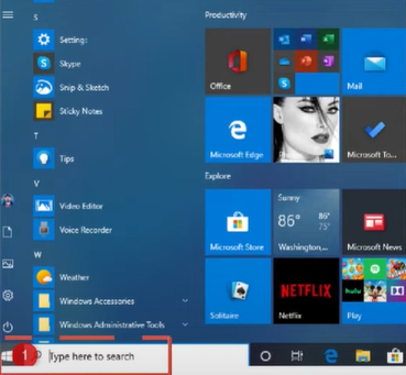 navigate to the Start menu