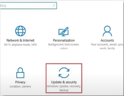 tap on the Update and Security option