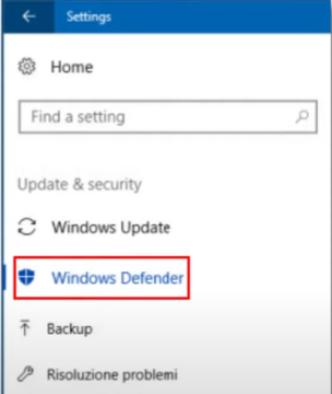 open the Windows Defender